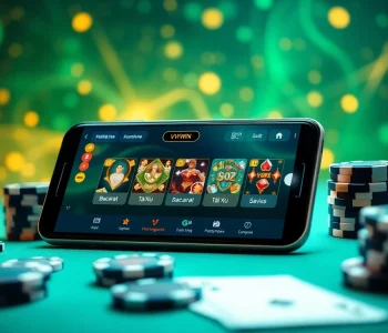Experience exciting gaming on vvvwin88.live with a smartphone displaying casino games and vibrant ambiance.