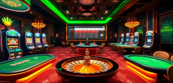 Experience the excitement at loto188.gb.net with vibrant casino tables and luxurious slot machines.