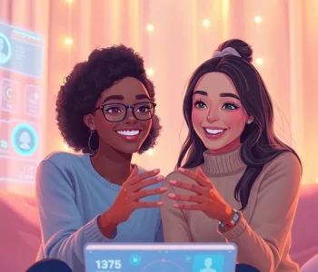 Engaging virtual girlfriend AI experience with a friendly avatar and cozy digital environment.