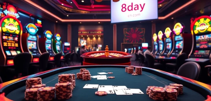 Players enjoying the excitement of poker at 8day.cn.com casino, featuring vibrant games and professional atmosphere.
