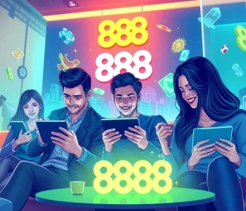 Engaging scene of users enjoying online gaming experiences at 888b.rodeo, showcasing vibrant graphics and modern devices.