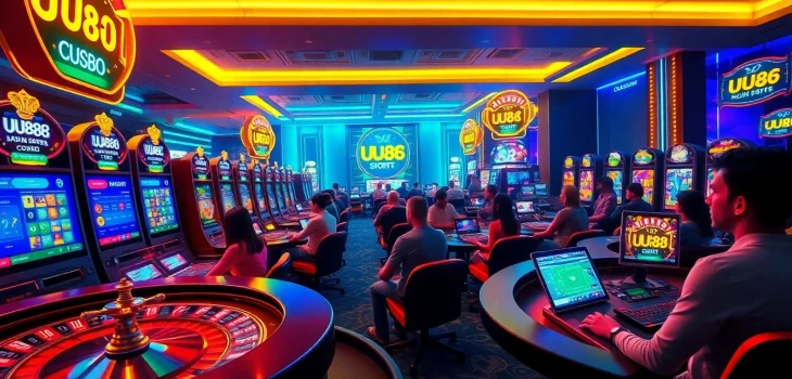 UU88 online gaming environment with vibrant slots and thrilling casino elements.