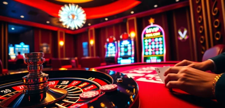 High-stakes gambling at a luxurious casino featuring 68VIP.COM elements in the scene.